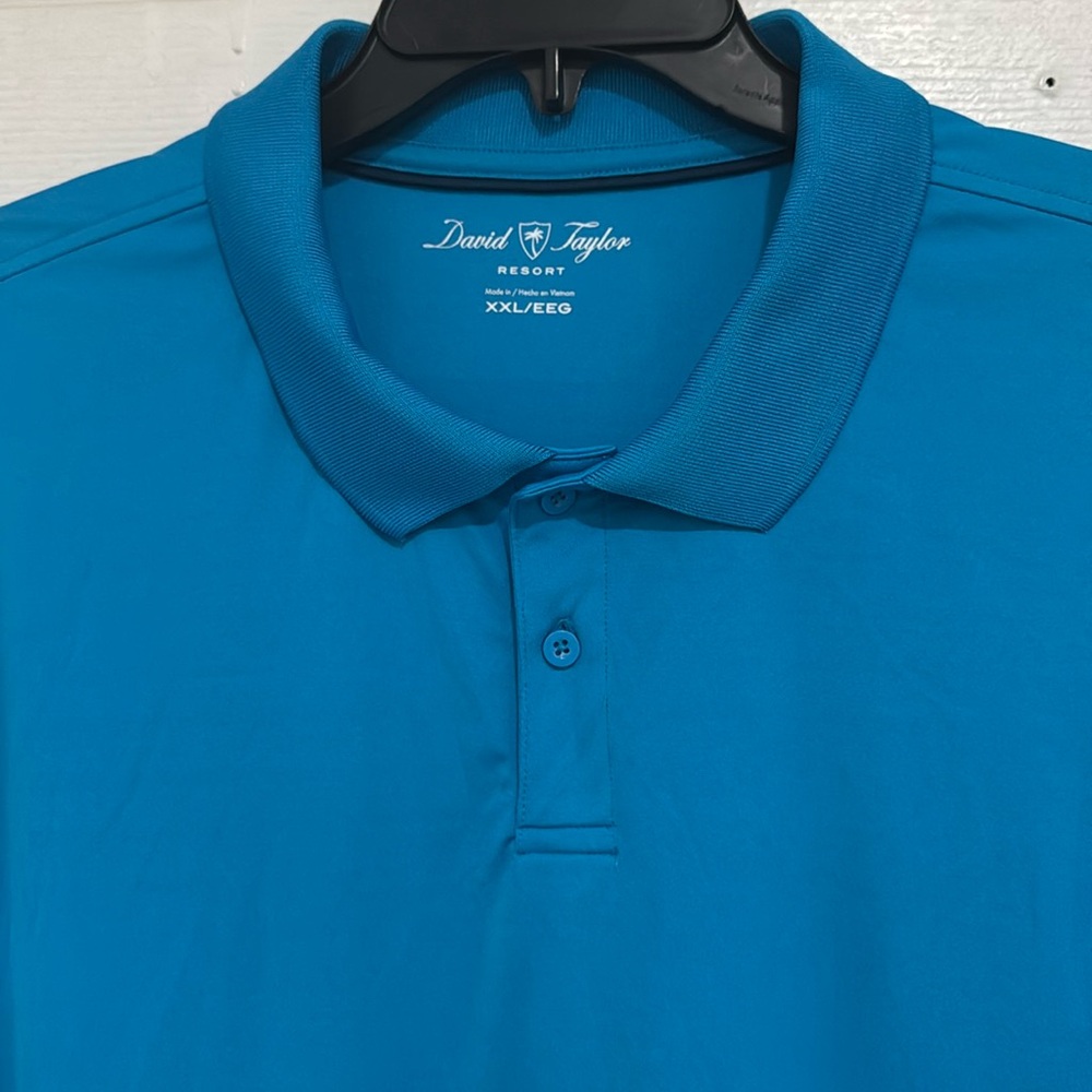David Taylor Polo Golf Shirt Blue Gold For Men Size XXL